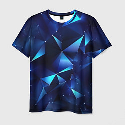 Мужская футболка Синие осколки из мелких абстрактных частиц