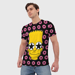 Футболка мужская Барт Симпсон на фоне пончиков, цвет: 3D-принт — фото 2