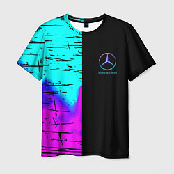 Мужская футболка Mercedes benz неон текстура