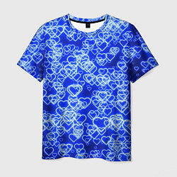 Мужская футболка Неоновые сердечки синие