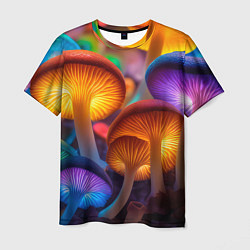 Мужская футболка Неоновые светящиеся грибы