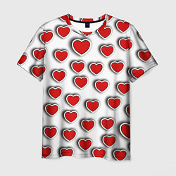 Мужская футболка Стикеры наклейки сердечки объемные