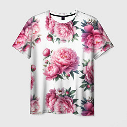 Мужская футболка Розовые цветы пиона