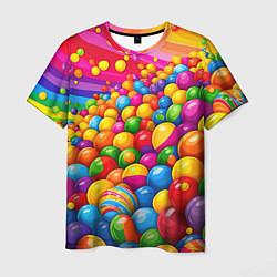 Мужская футболка Радужные пузырьки и радуга