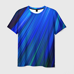 Футболка мужская Неоновые синии линии, цвет: 3D-принт