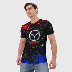 Футболка мужская Mazda краски абстракция спорт, цвет: 3D-принт — фото 2