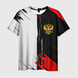 Мужская футболка Россия герб краски текстура