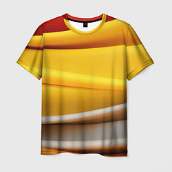 Мужская футболка Желтая абстракция с оранжевой волной