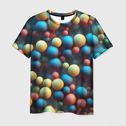Мужская футболка Разноцветные шарики молекул