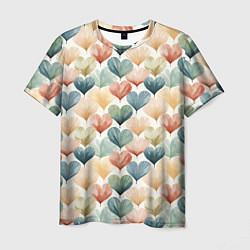 Мужская футболка Разноцветные нарисованные сердечки