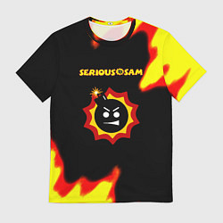 Мужская футболка Serious Sam лого краски с огнём