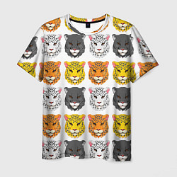 Мужская футболка Дикие цветные кошки