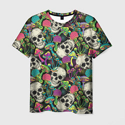 Мужская футболка Человеческие черепа с грибами