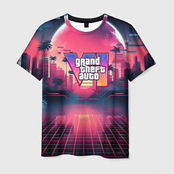 Футболка мужская GTA 6 logo retro night, цвет: 3D-принт