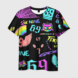 Футболка мужская 6ix9ine logo rap bend, цвет: 3D-принт