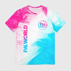 Мужская футболка Palworld neon gradient style вертикально