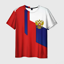 Мужская футболка Спортивная текстура герб России