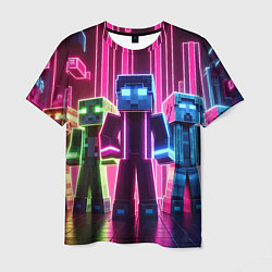 Футболка мужская Minecraft characters - neon glow, цвет: 3D-принт