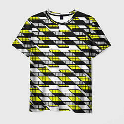 Мужская футболка Жёлтые треугольники и квадраты на белом фоне
