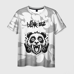 Футболка мужская Blink 182 рок панда на светлом фоне, цвет: 3D-принт