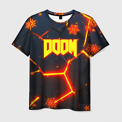 Футболка мужская Doom плиты лого в огне, цвет: 3D-принт