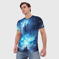 Футболка мужская Космический голубой пейзаж, цвет: 3D-принт — фото 2