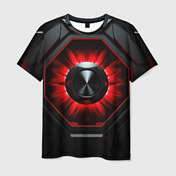Мужская футболка Металлическая космическая конструкция с красным св
