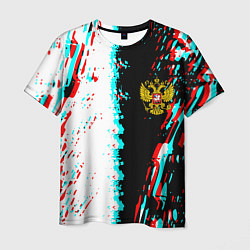 Мужская футболка Россия глитч краски текстура спорт