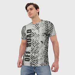 Футболка мужская Бездорожье - следы, цвет: 3D-принт — фото 2