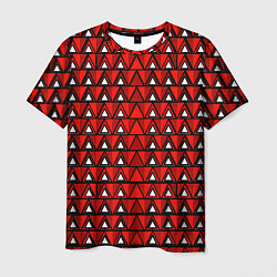 Футболка мужская Узор из треугольников с чёрной обводкой красный, цвет: 3D-принт