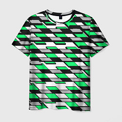 Мужская футболка Зелёные четырёхугольники на белом фоне