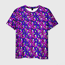 Мужская футболка Фиолетовый узор и чёрная обводка