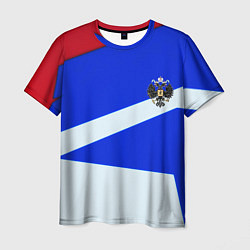 Мужская футболка Россия спортивная геометрия герб
