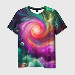 Мужская футболка Космическая неоновая фантазия - нейросеть