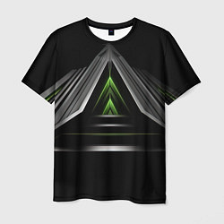 Мужская футболка Black green abstract nvidia style