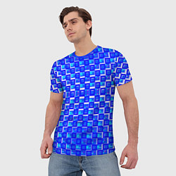 Футболка мужская Синие квадраты на белом фоне, цвет: 3D-принт — фото 2