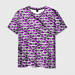 Мужская футболка Фиолетово-белый узор на чёрном фоне