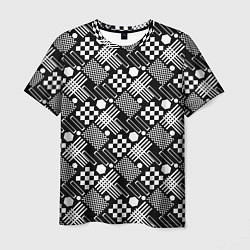 Мужская футболка Черно белый узор из геометрических фигур