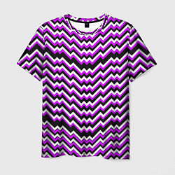 Футболка мужская Фиолетовые и белые ломаные линии, цвет: 3D-принт