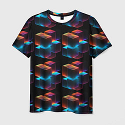 Мужская футболка Разноцветные неоновые кубы