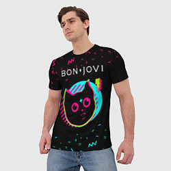 Футболка мужская Bon Jovi - rock star cat, цвет: 3D-принт — фото 2