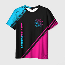 Мужская футболка Leicester City - neon gradient вертикально