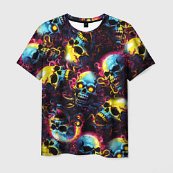 Мужская футболка Разноцветные черепушки с щупальцами