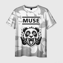 Футболка мужская Muse рок панда на светлом фоне, цвет: 3D-принт