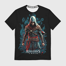Футболка мужская Assassins creed черный фон, цвет: 3D-принт