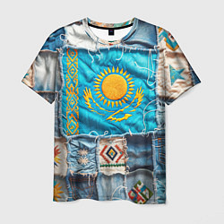 Мужская футболка Пэчворк джинсы в Казахстане