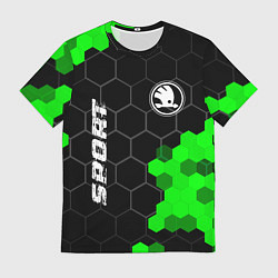 Мужская футболка Skoda green sport hexagon