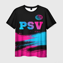 Футболка мужская PSV - neon gradient посередине, цвет: 3D-принт