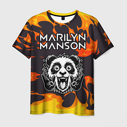 Футболка мужская Marilyn Manson рок панда и огонь, цвет: 3D-принт