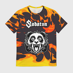 Мужская футболка Sabaton рок панда и огонь